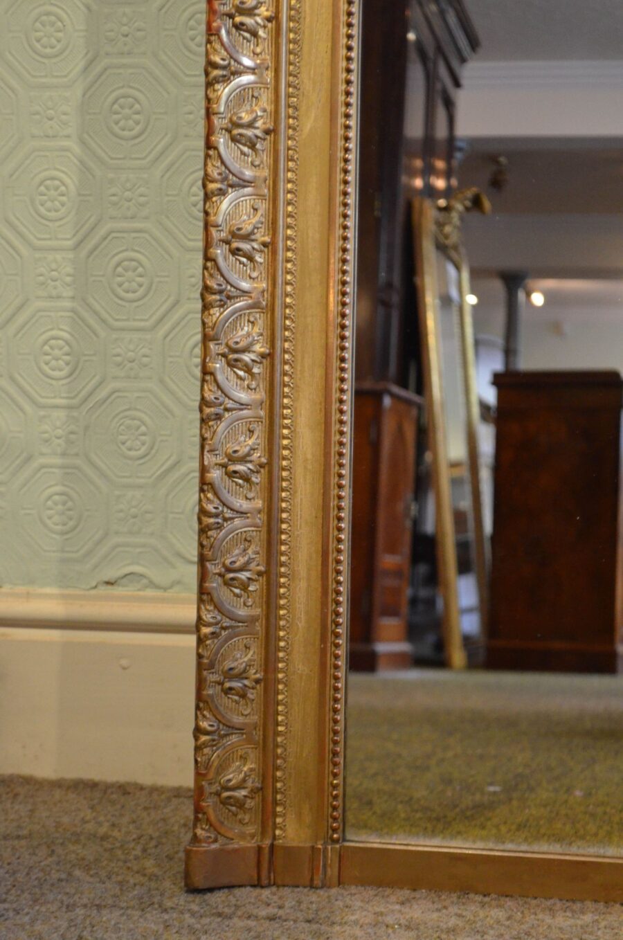 Large and Elaborate Antique French Leaner Mirror H225cm - Image 3
