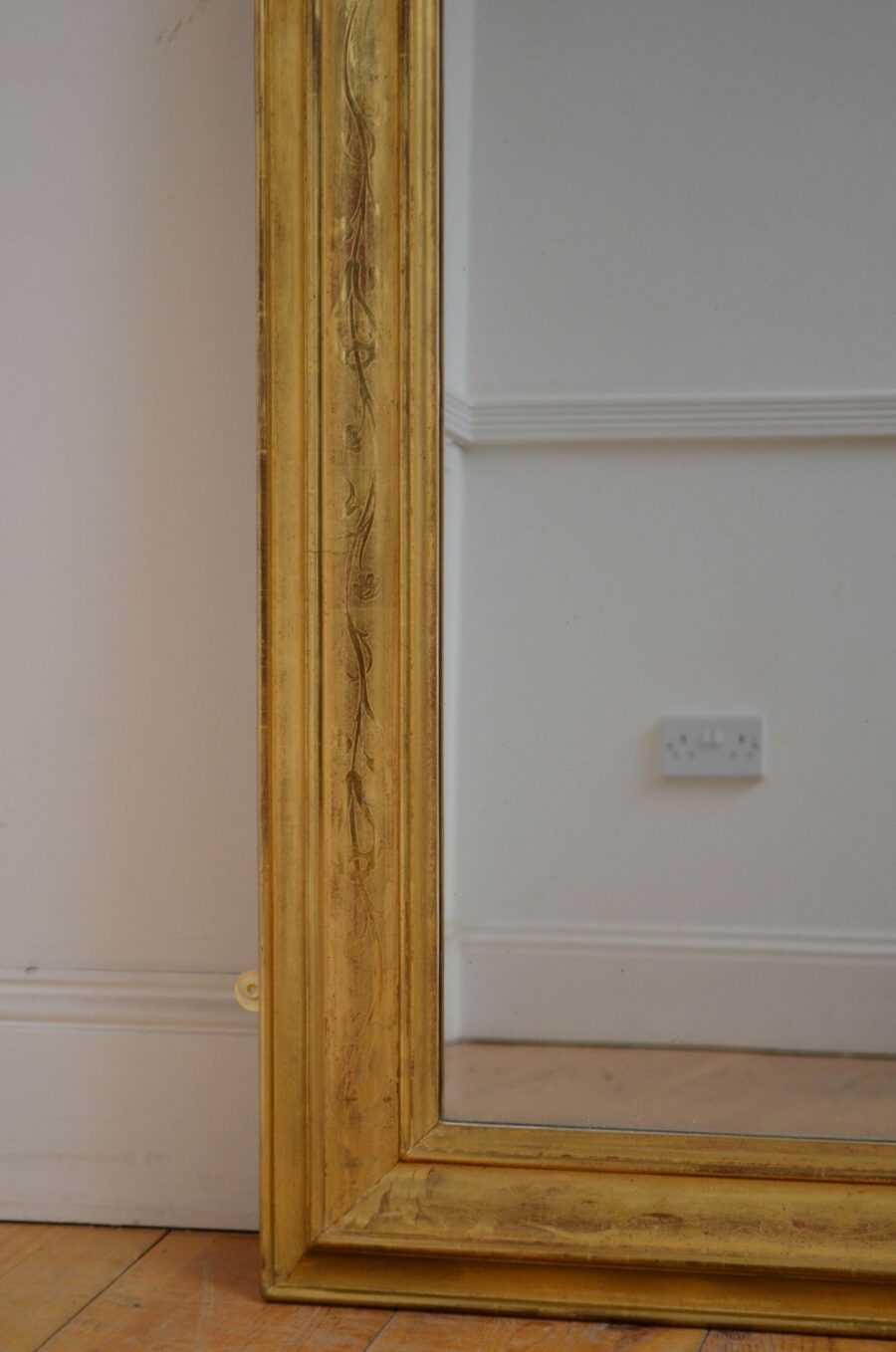 Antique Gilded Wall Mirror H140cm - Image 4