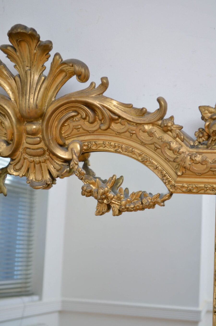 Antique French Giltwood Wall Mirror 169cm - Image 8