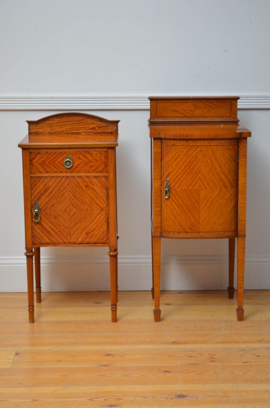 Two Edwardian Satinwood Bedside Cabinets Bedside Cupboards