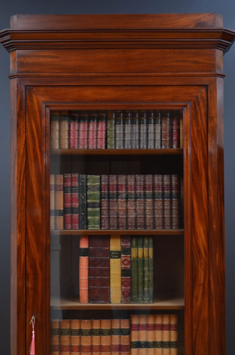 Tall and Slim Antique Bookcase in Mahogany - Image 12