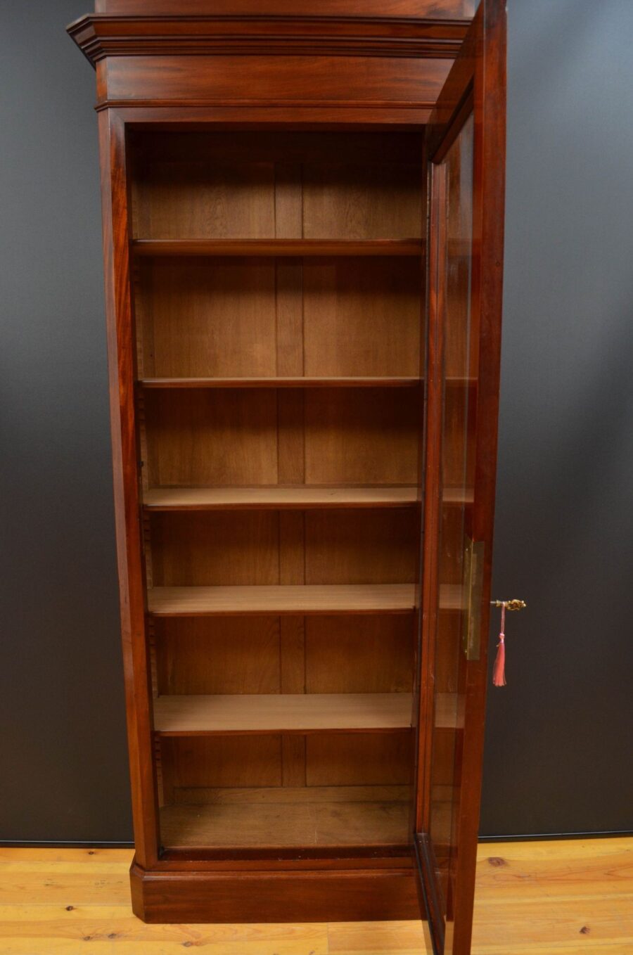 Tall and Slim Antique Bookcase in Mahogany - Image 4