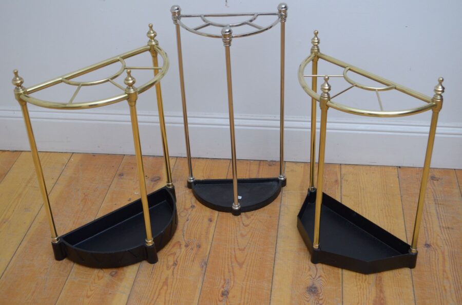 English Brass Demi Lune Stick Stand Umbrella Stand - Image 8