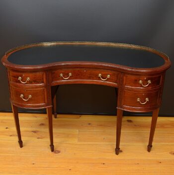 Edwardian Shapland & Petter Mahogany Kidney Shaped Writing Table/Desk
