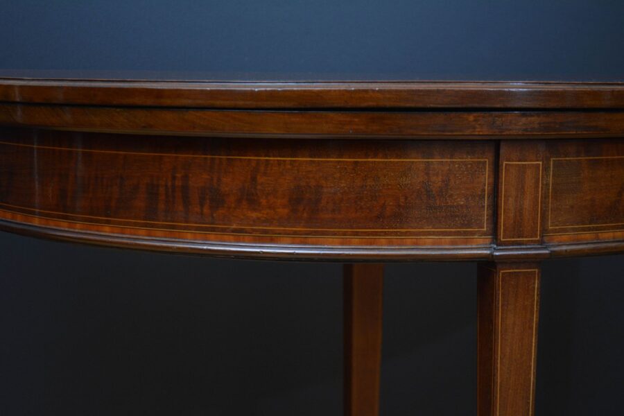 Edwardian Mahogany Demi Lune Hall Table / Card Table - Image 18