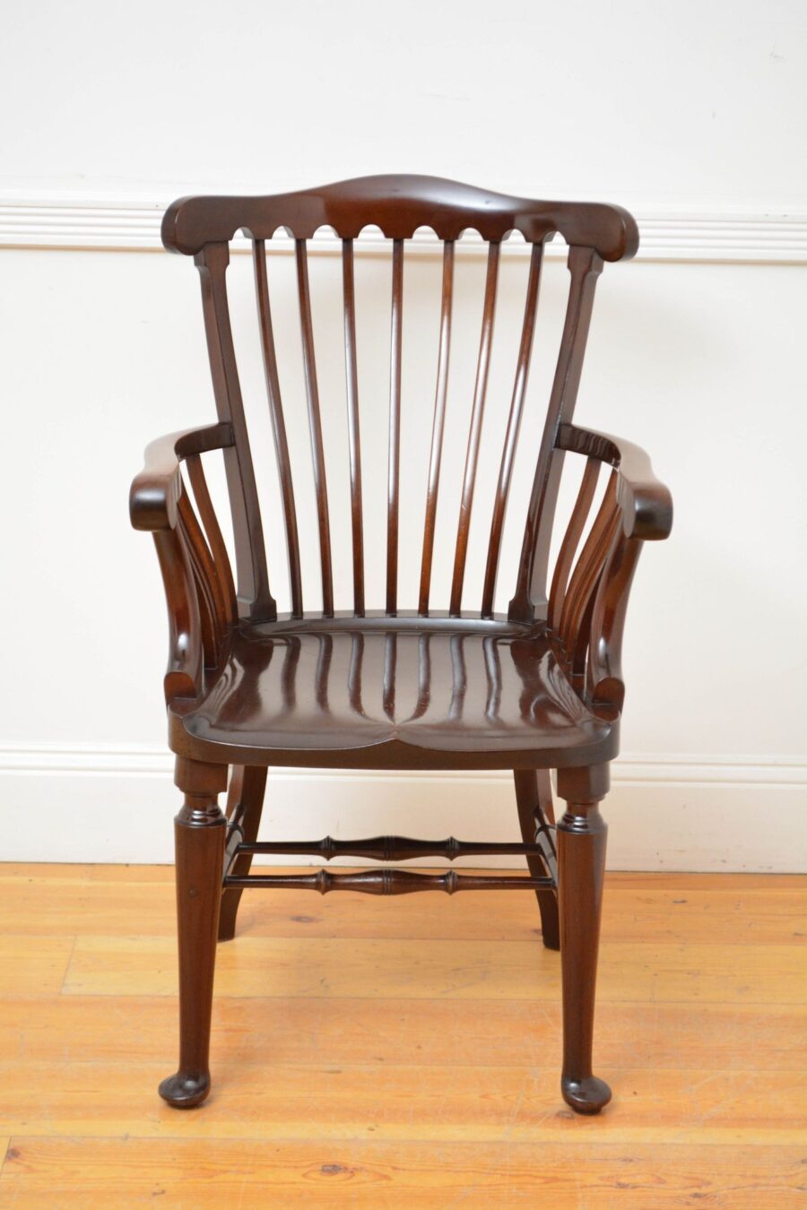 Late Victorian Solid Mahogany Elbow Chair - Image 2