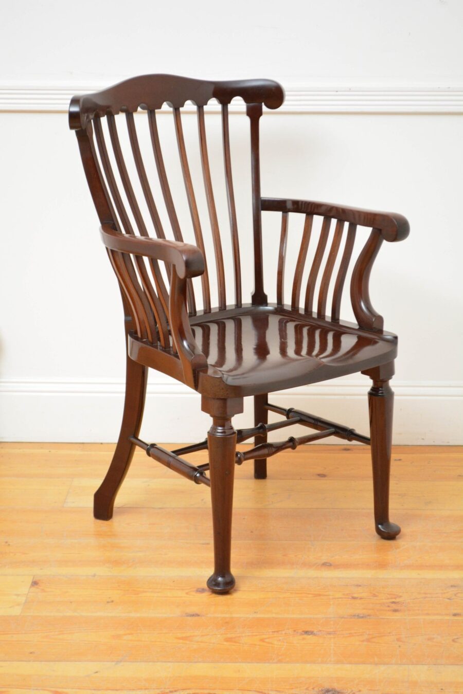 Late Victorian Solid Mahogany Elbow Chair - Image 3