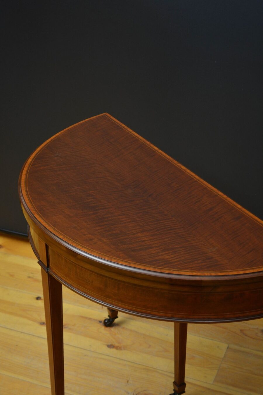 Edwardian Mahogany Demi Lune Hall Table / Card Table - Image 7