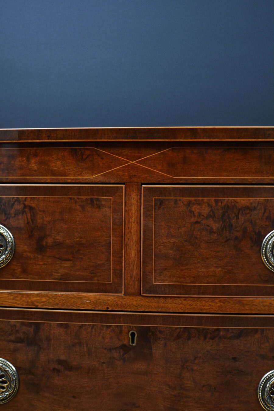 Sheraton Revival Mahogany Chest of Drawers - Image 9