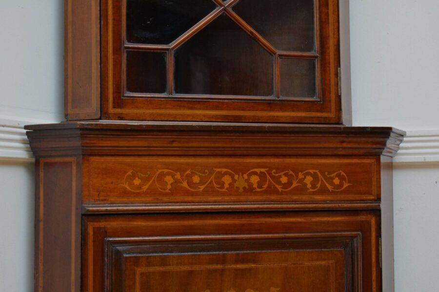 Edwardian Floor Standing Inlaid Corner Cupboard - Image 8
