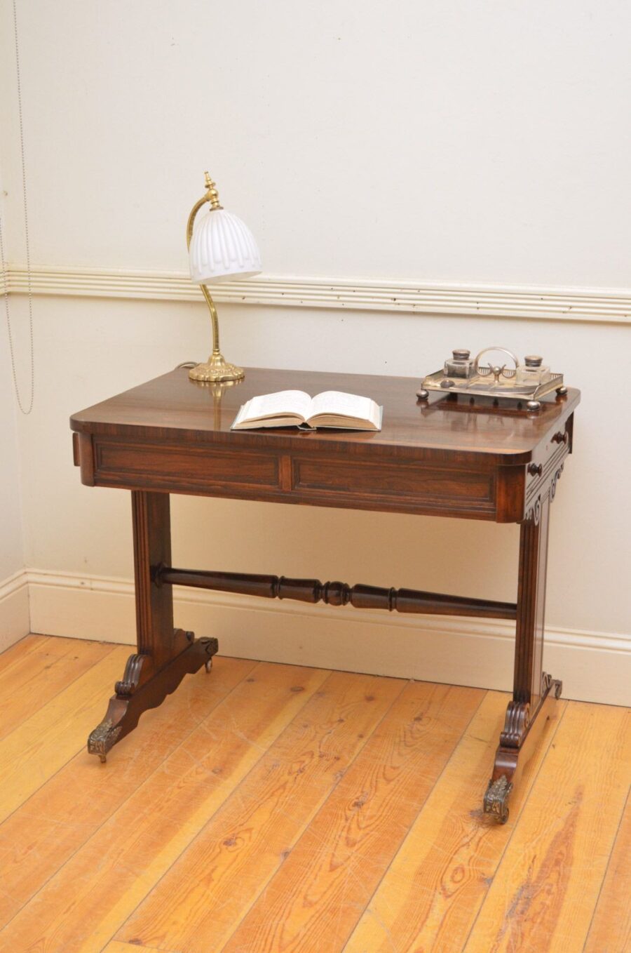 Exceptional Regency Rosewood Library Table of Small Proportions