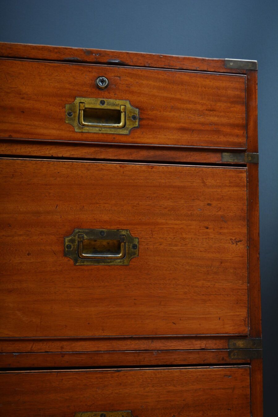 19th Century Solid Mahogany Campaign Chest of Drawers - Image 14