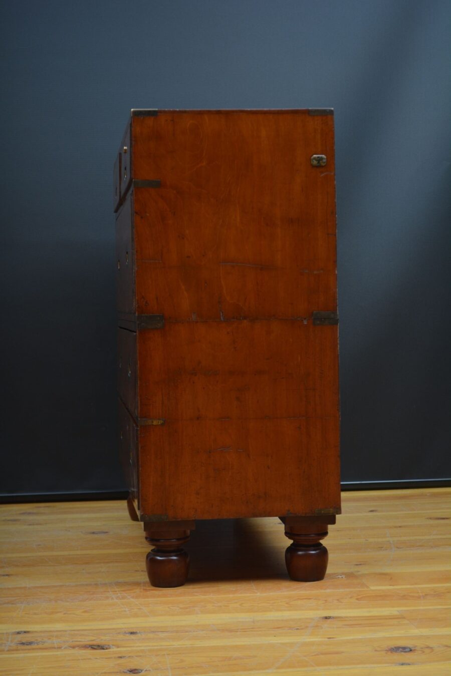 19th Century Solid Mahogany Campaign Chest of Drawers - Image 16