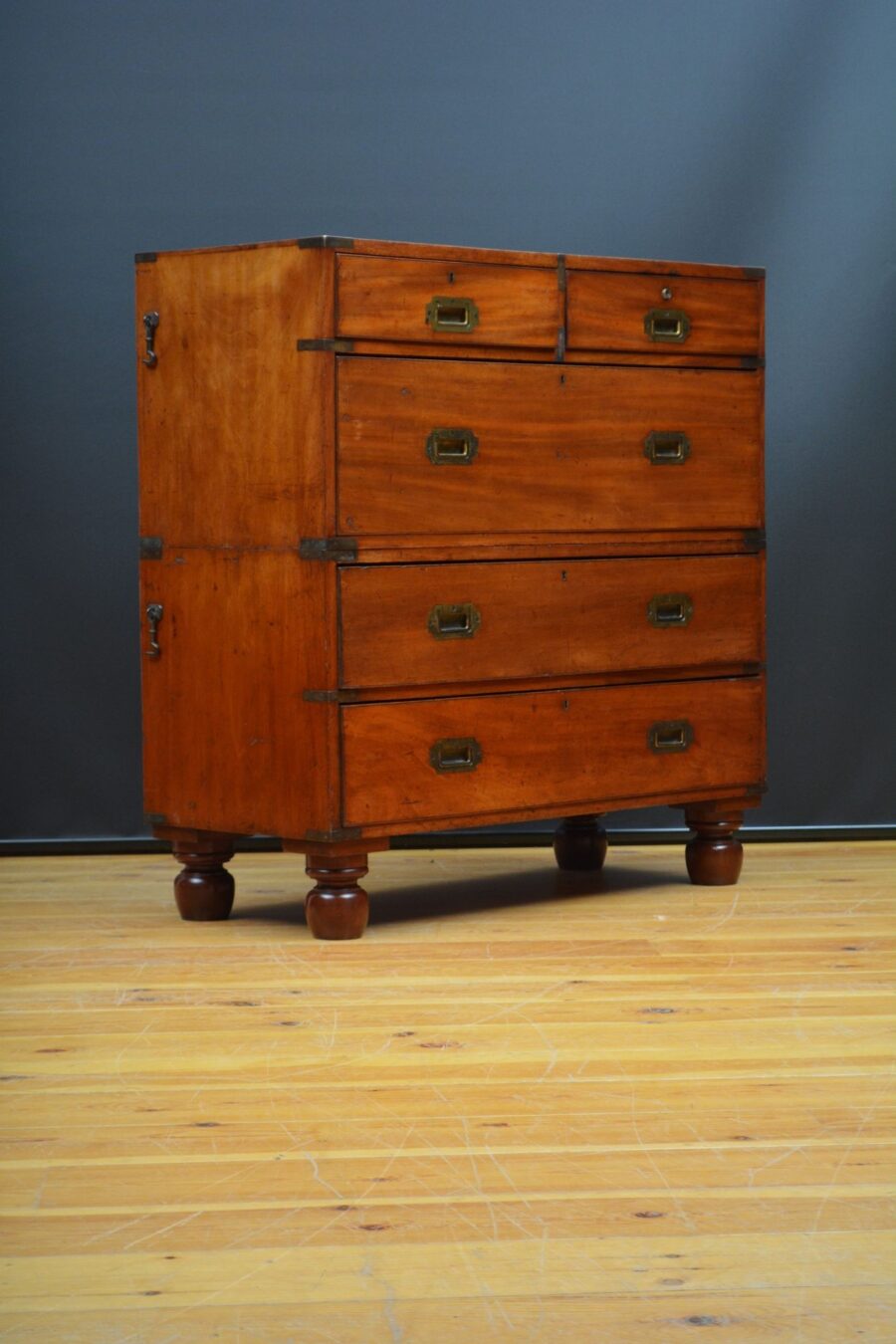 19th Century Solid Mahogany Campaign Chest of Drawers - Image 3