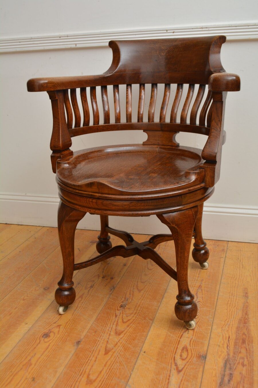Victorian Solid Oak Office Chair - Image 11