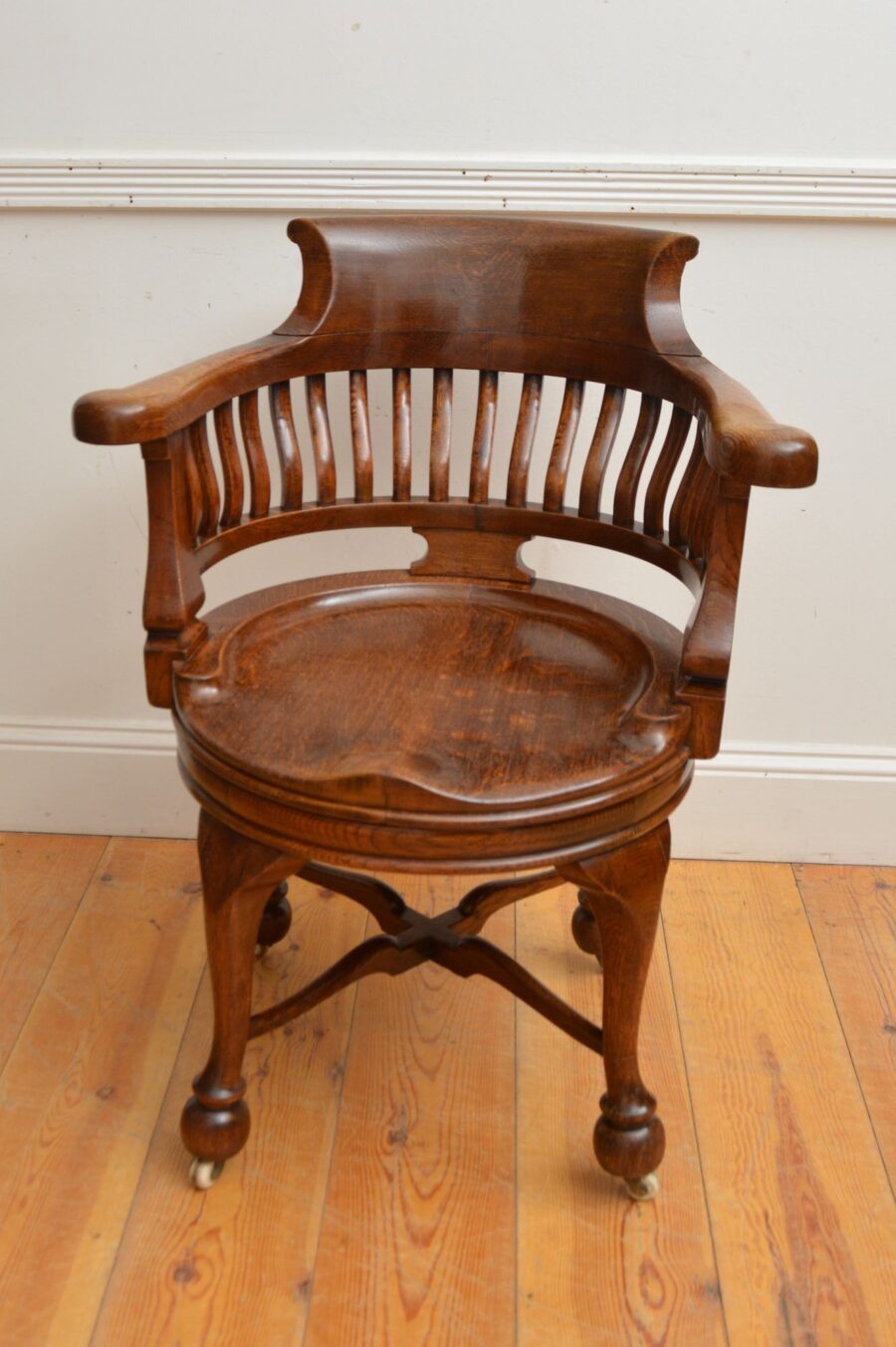 Victorian Solid Oak Office Chair - Image 12