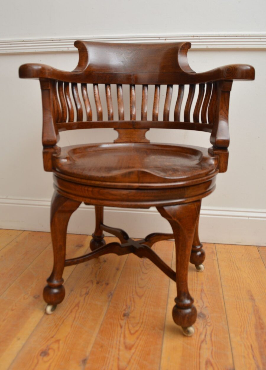Victorian Solid Oak Office Chair - Image 3