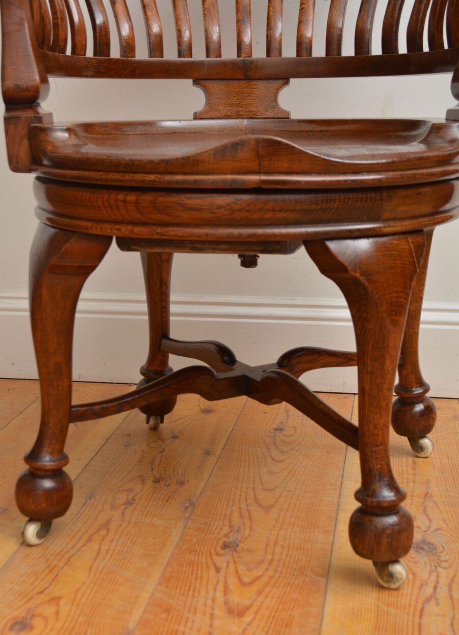 Victorian Solid Oak Office Chair - Image 4