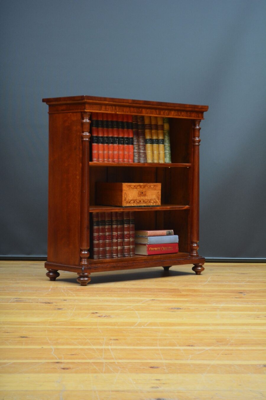 Low Victorian Mahogany Open Bookcase - Image 4