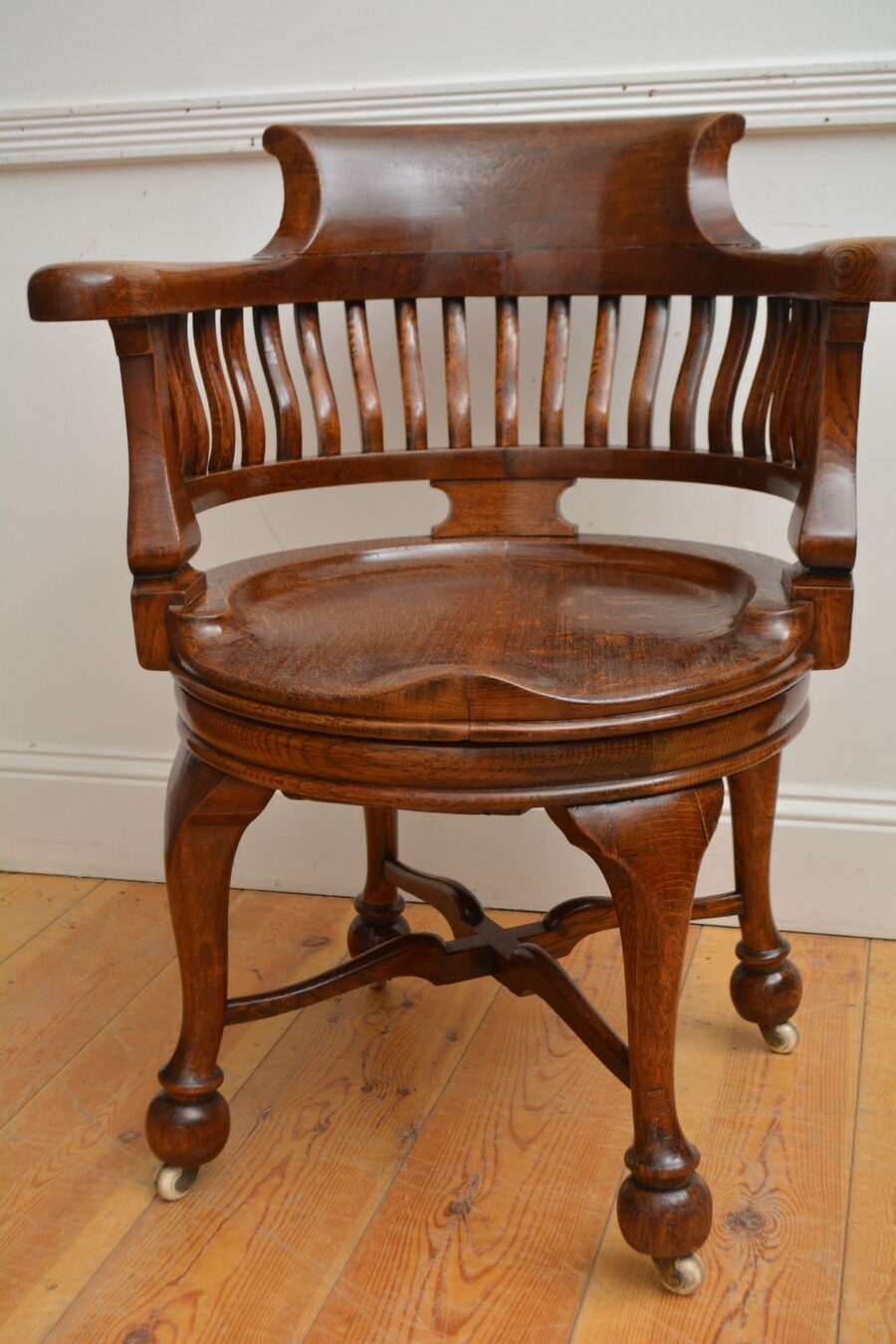 Victorian Solid Oak Office Chair - Image 5