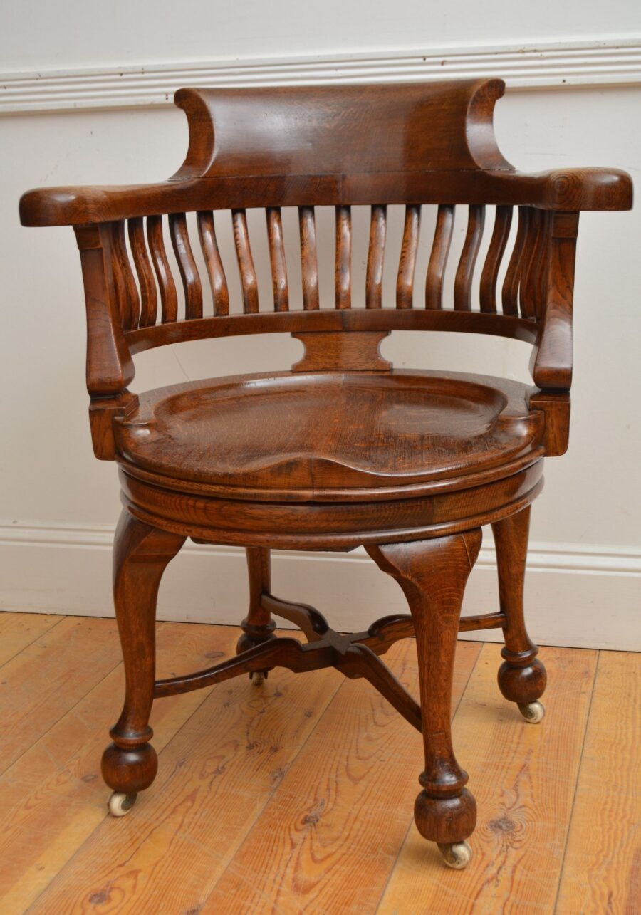 Victorian Solid Oak Office Chair - Image 6