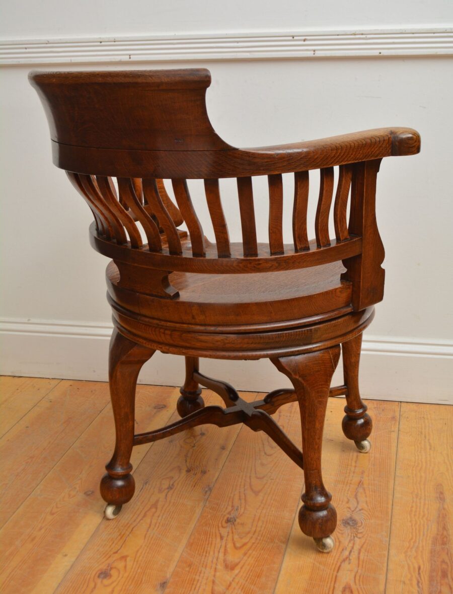 Victorian Solid Oak Office Chair - Image 7