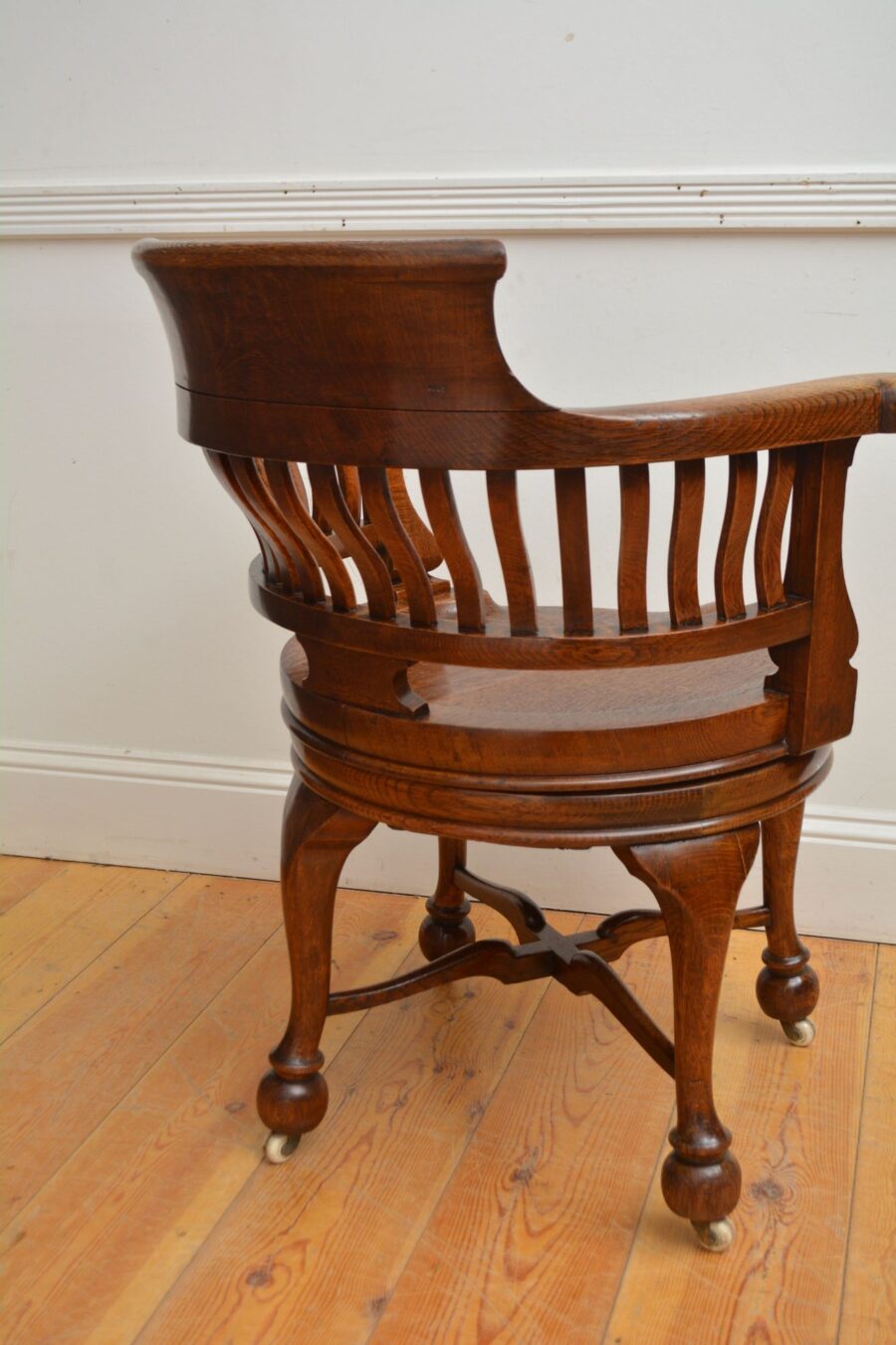 Victorian Solid Oak Office Chair - Image 8