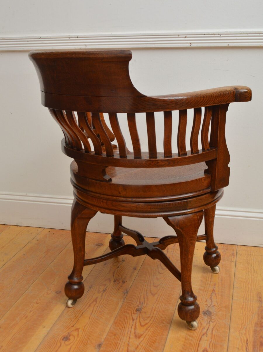 Victorian Solid Oak Office Chair - Image 9
