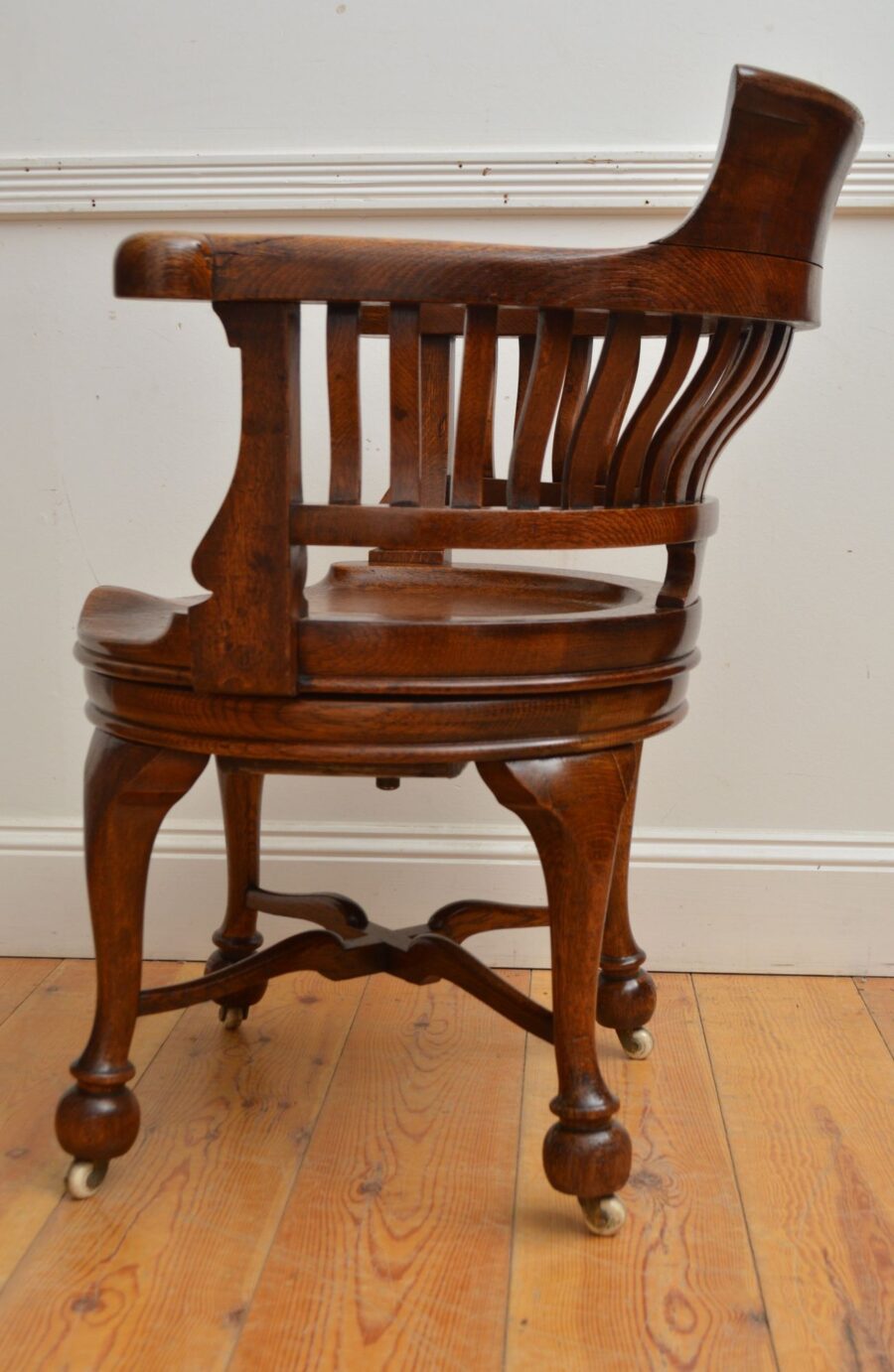 Victorian Solid Oak Office Chair - Image 10