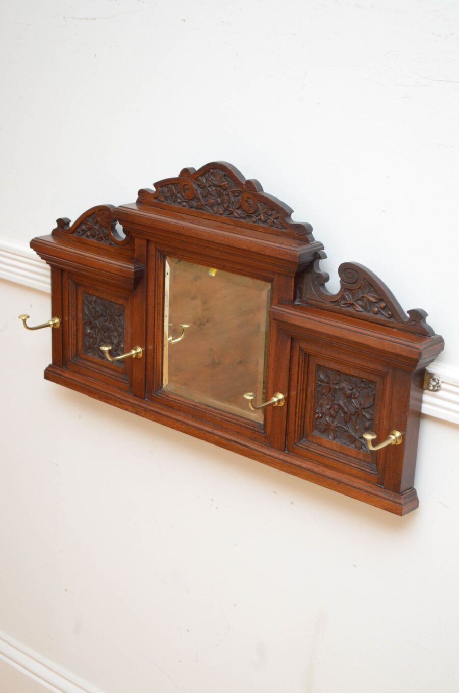 Edwardian Walnut Coat Rack Coat Hooks - Image 2