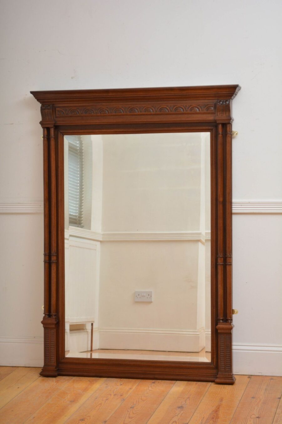 Turn of the Century Walnut Wall Mirror H152cm - Image 2