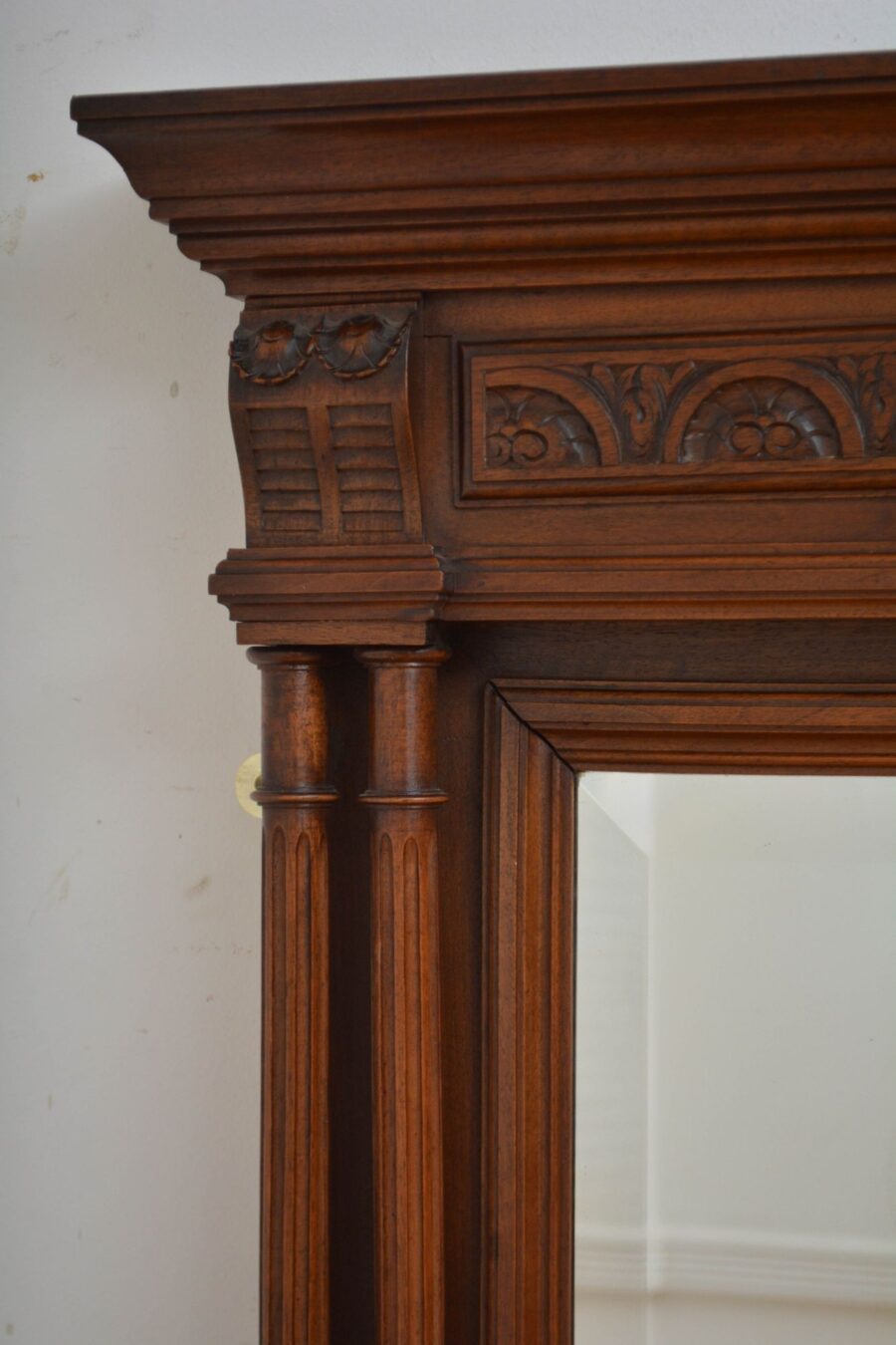 Turn of the Century Walnut Wall Mirror H152cm - Image 3