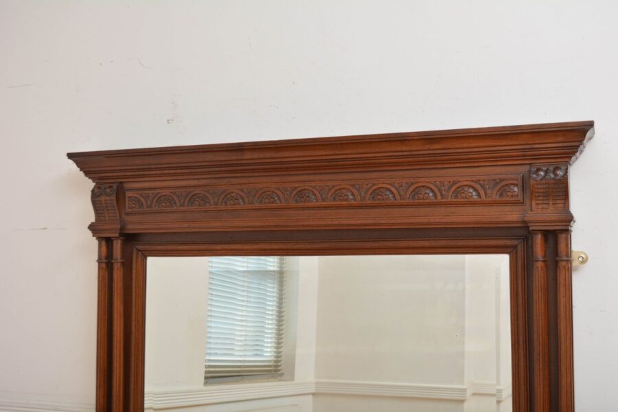 Turn of the Century Walnut Wall Mirror H152cm - Image 4