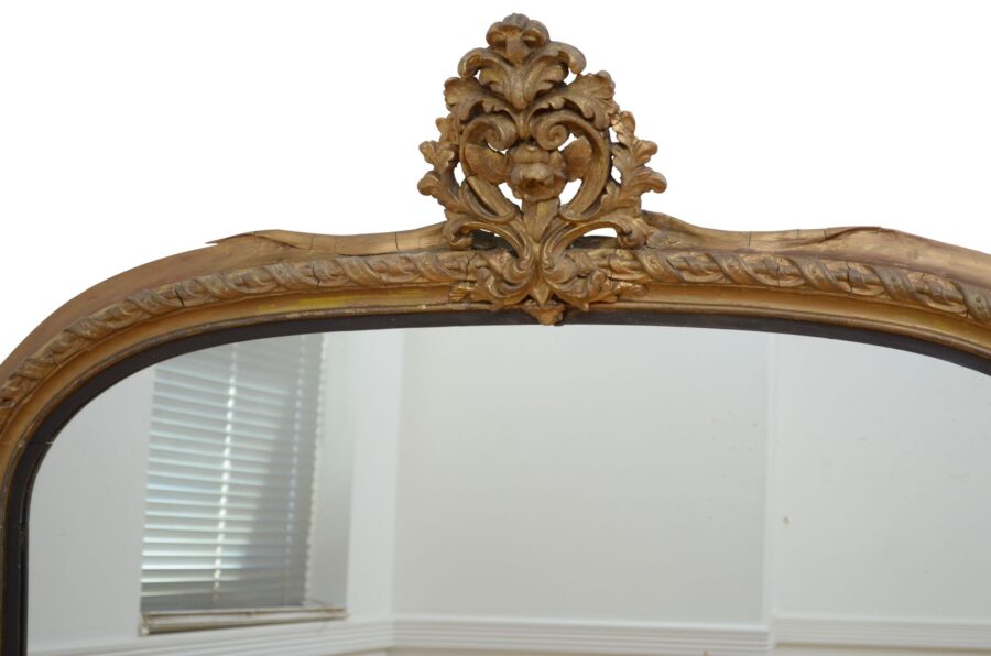A Large 19th Century Gilded Wall Mirror H155cm - Image 7