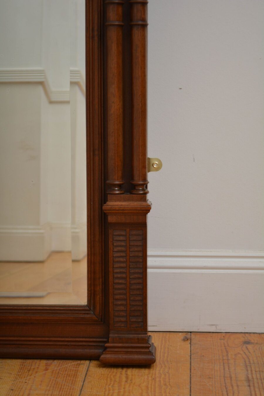 Turn of the Century Walnut Wall Mirror H152cm - Image 7