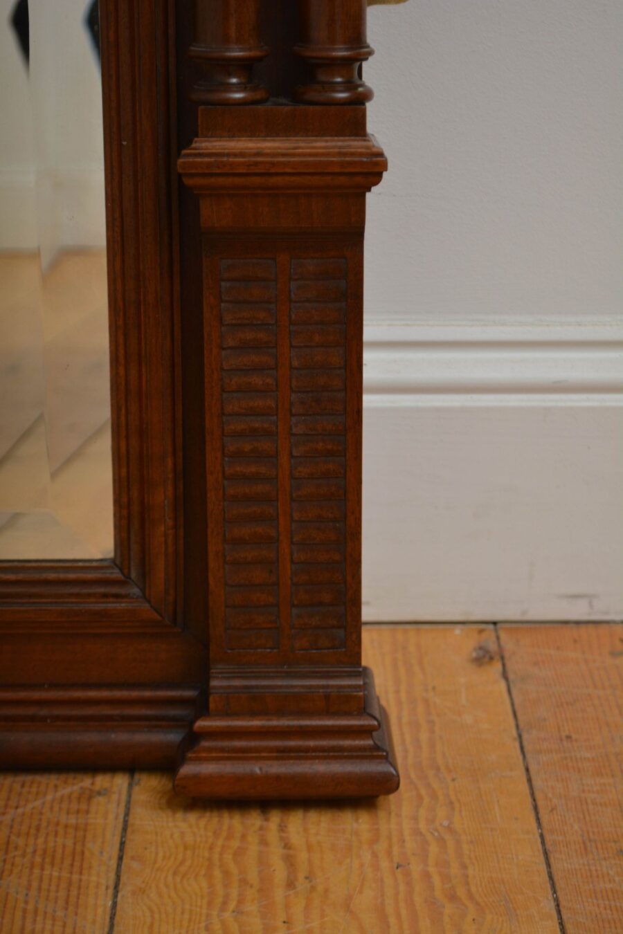 Turn of the Century Walnut Wall Mirror H152cm - Image 8