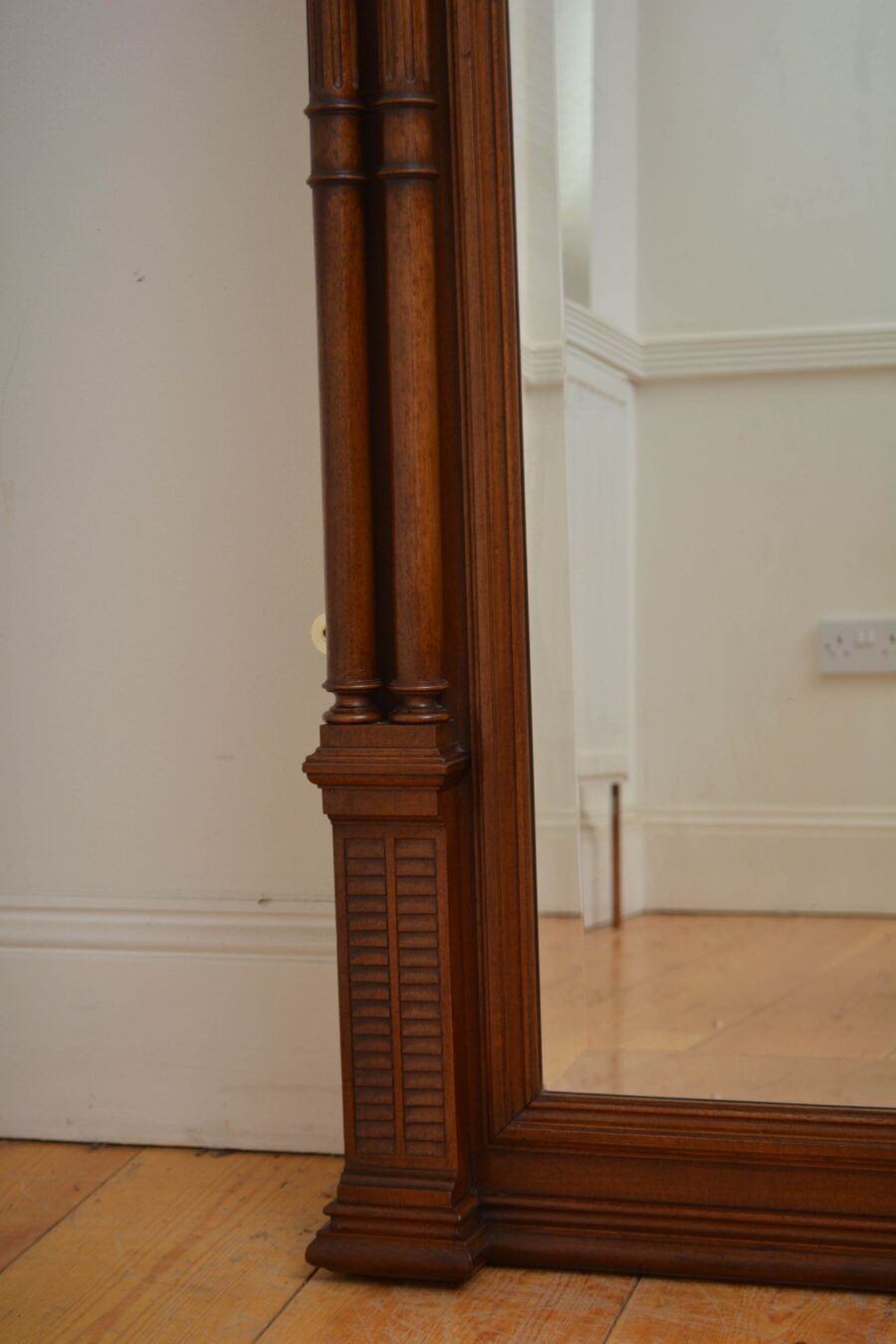 Turn of the Century Walnut Wall Mirror H152cm - Image 9