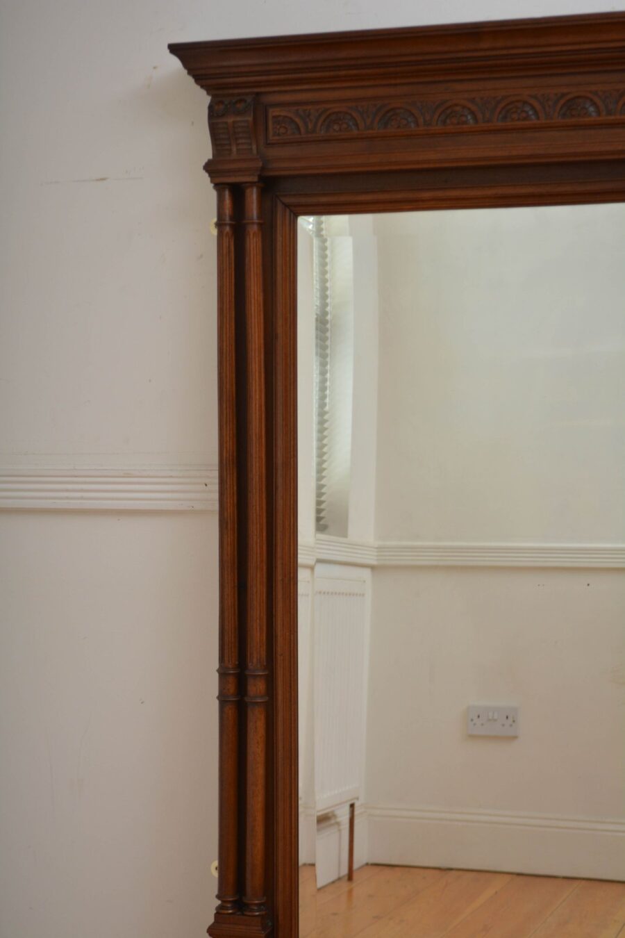 Turn of the Century Walnut Wall Mirror H152cm - Image 10