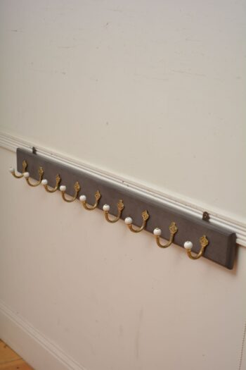 Victorian Brass and Ceramic Coat Hooks Coat Rack