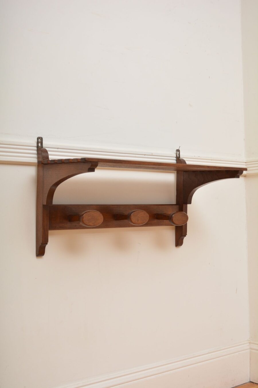Vintage Oak Coat Rack Coat Hooks in Oak