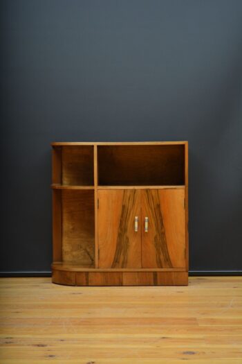 Low Art Deco Figured Walnut Cabinet / TV Stand