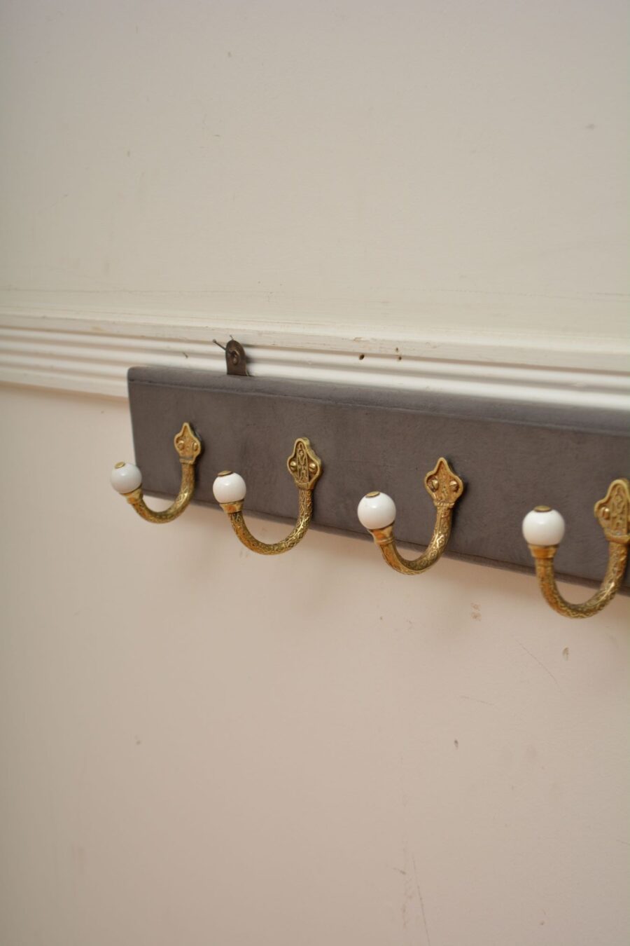 Victorian Brass and Ceramic Coat Hooks Coat Rack - Image 11