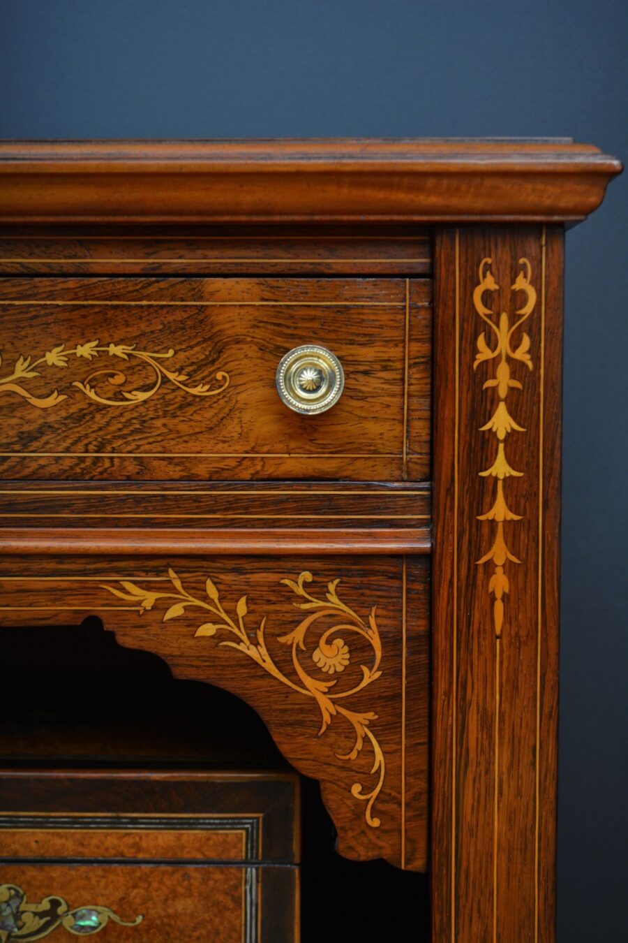 Edwardian Inlaid Open Bookcase in Rosewood - Image 12