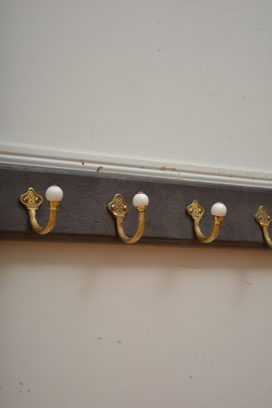 Victorian Brass and Ceramic Coat Hooks Coat Rack - Image 14