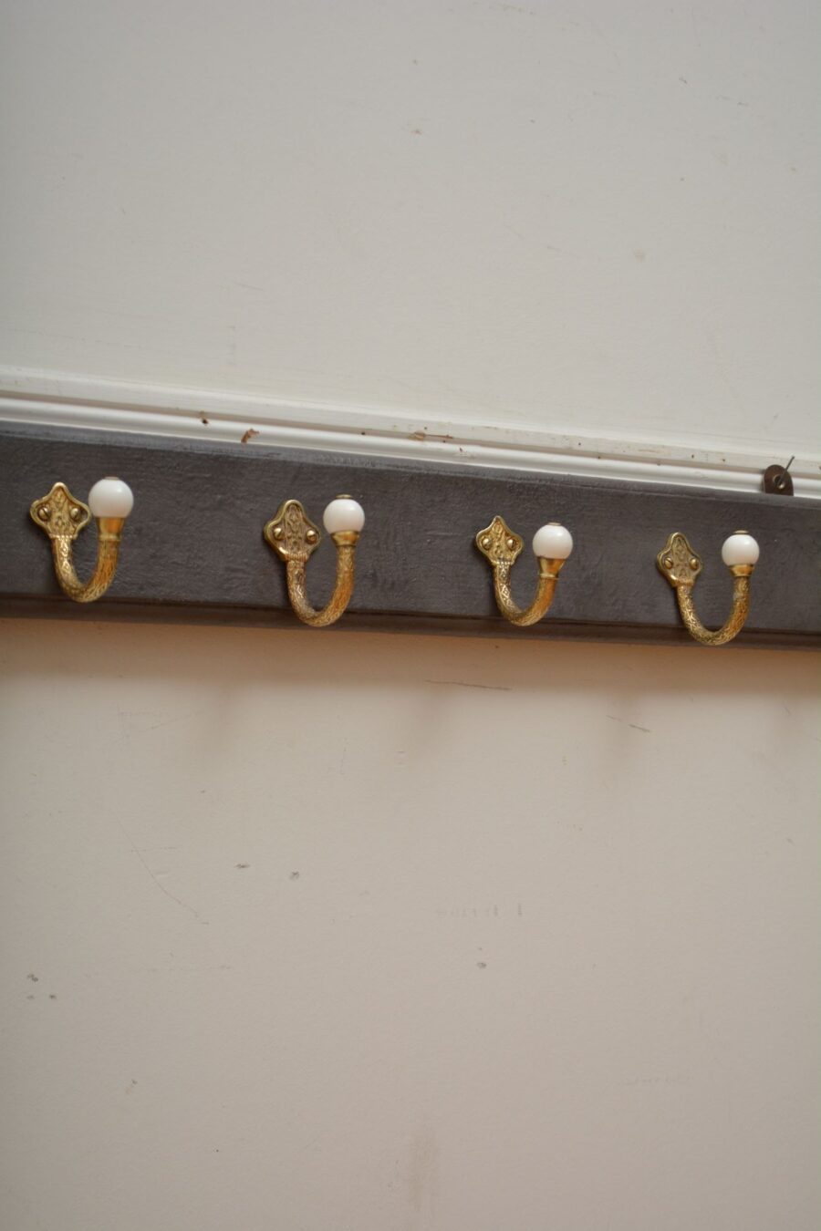 Victorian Brass and Ceramic Coat Hooks Coat Rack - Image 15