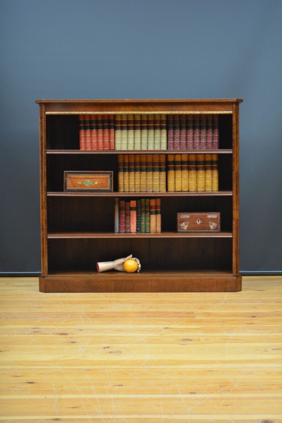 Victorian Walnut and Inlaid Open Bookcase - Image 2