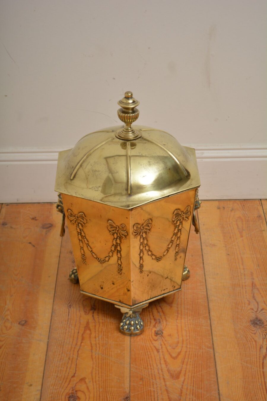 Edwardian Brass Coal Bin Plant Pot Planter - Image 2