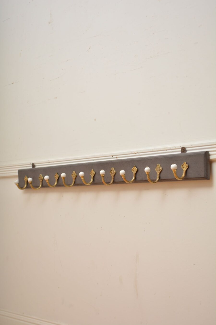 Victorian Brass and Ceramic Coat Hooks Coat Rack - Image 2
