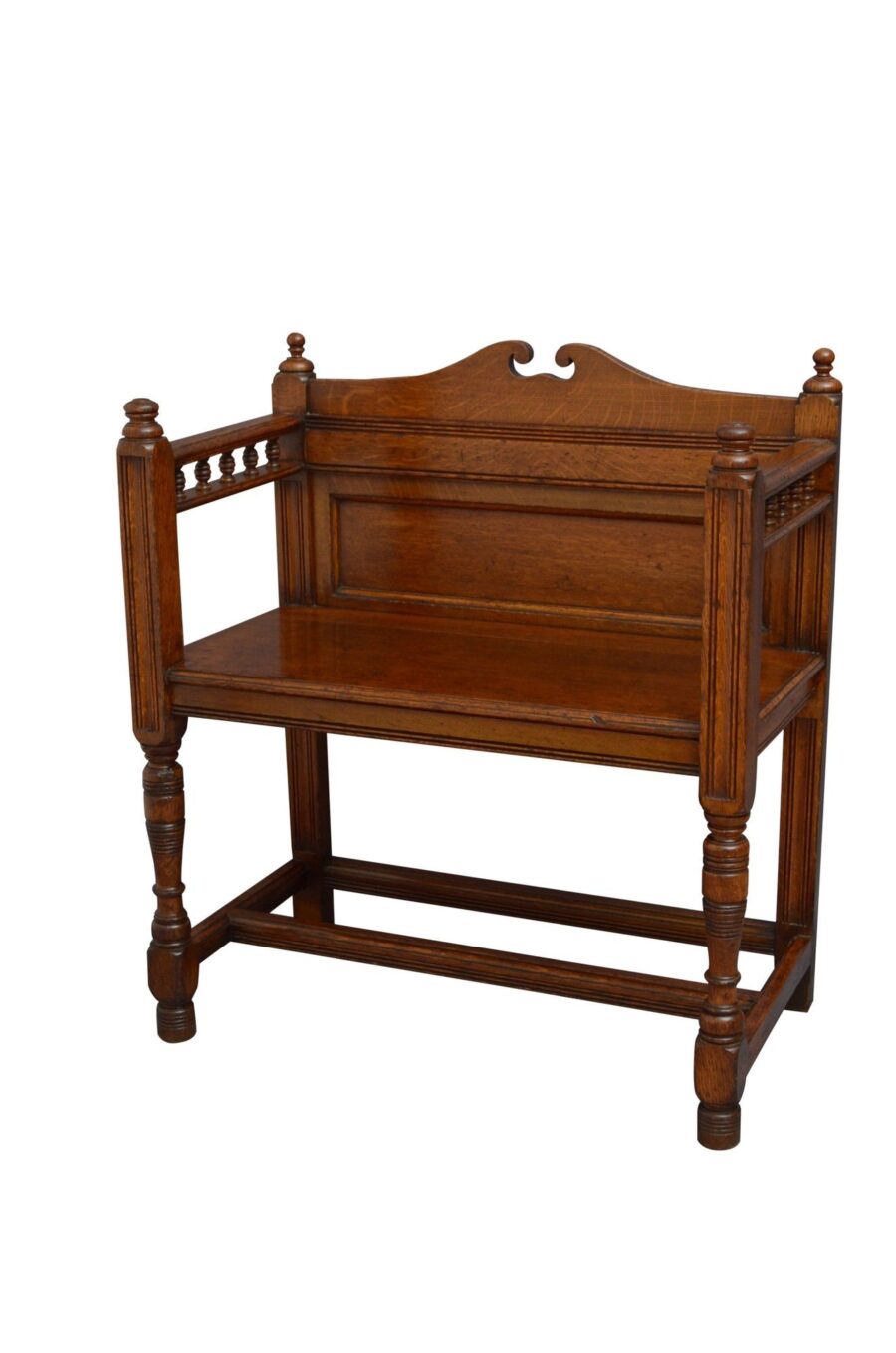 Victorian Solid Oak Hall Bench - Image 3