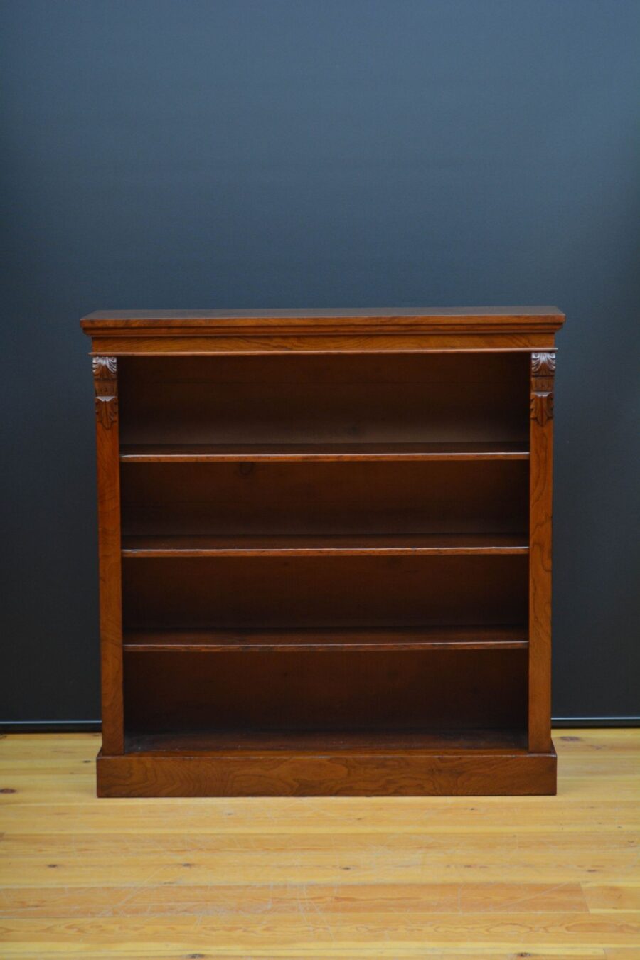 Late Victorian Figured Walnut Open Bookcase - Image 3
